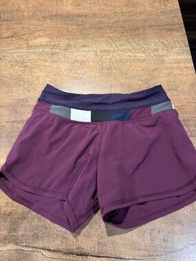 lululemon athletica Plum Athletic Shorts with Multicolor Waistband